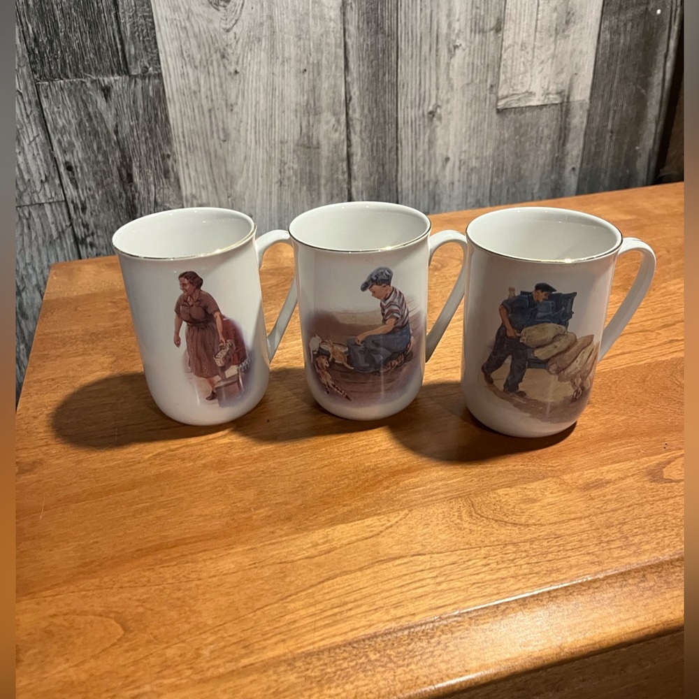 Set of Three Vintage Art Mugs